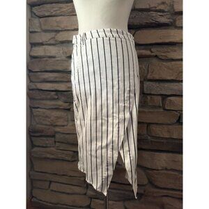 Wash Lab White & Black Vertical Stripe Skirt Size 28 Asymmetrical Hem